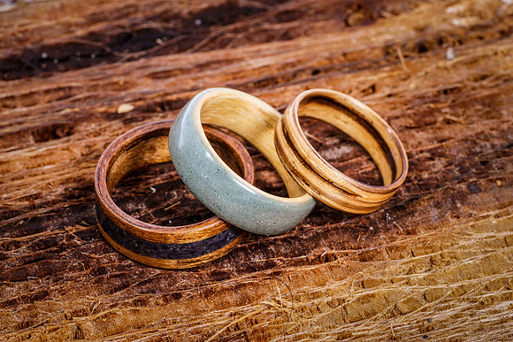 Wooden Rings photographed for website.