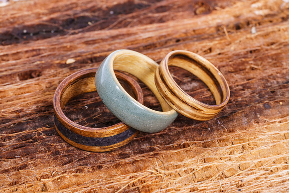 Wooden Rings photographed for website.